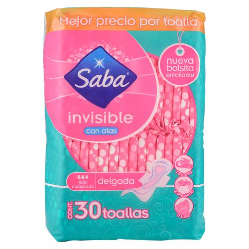 Toalla Sanitaria Saba Invisibl C Ala 30U