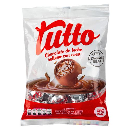 Bombon Tutto Chocolate Relleno De Coco - 104gr
