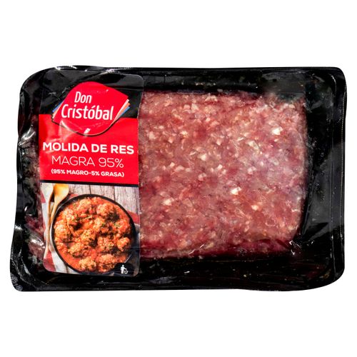 Carne Don Cristobal Molida Magra Empacado 95% Carne 5% Grasa - Bandeja contiene 5 Libras Aproximadamente -, Precio indicado por Libra