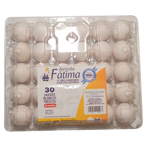Huevo Avicola Fatima Blanco Mediano - 30 Unidades