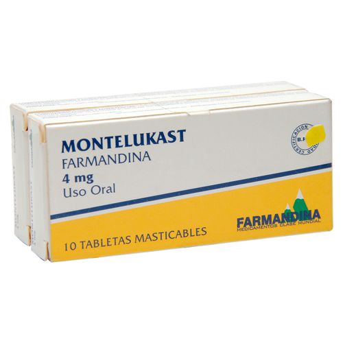 2Pk Montelukast Fdina 4Mg 10 Tabs Una Caja