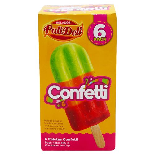 6 Pack Helado Palideli Confetti Trisabor - 360gr