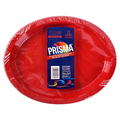 Plato Prisma C N10 Ovalado Rojo - 12 unidades