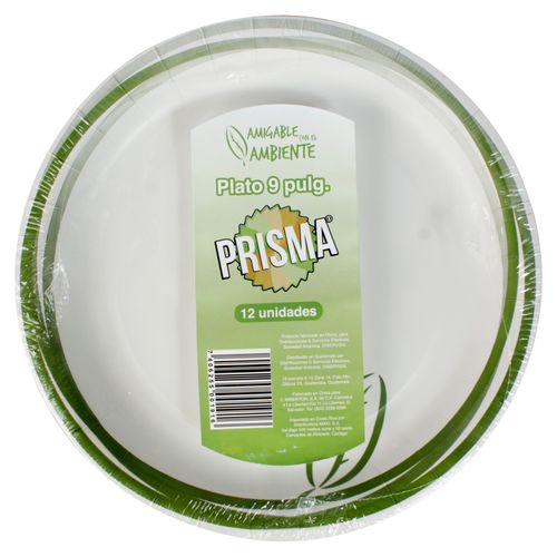 Plato Prisma C De Papel - 9 Pulgadas - 12 unidades