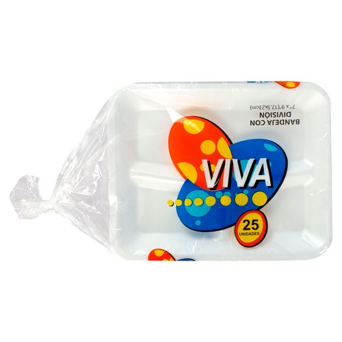 Bandeja Viva N9 Desechable Con divisiones Foam - 25 unidades