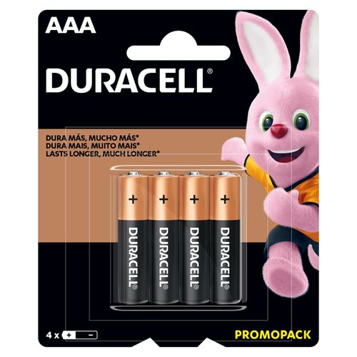 Batería Duracell Alcalina AAA - 4 Unidades