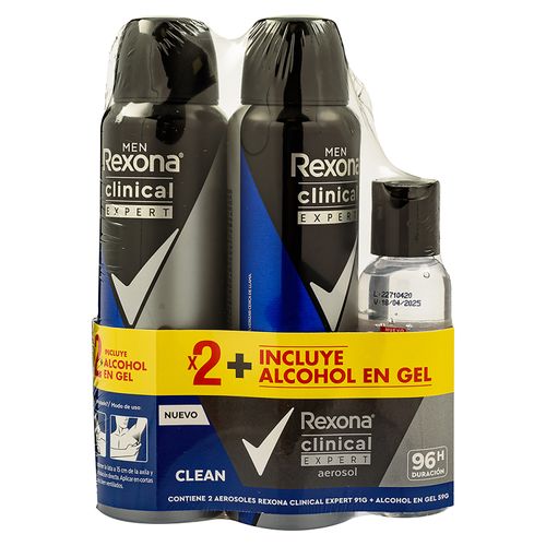 2 Pack Desodorante Rexona Clin Ap Clean - 91gr Y - 59ml