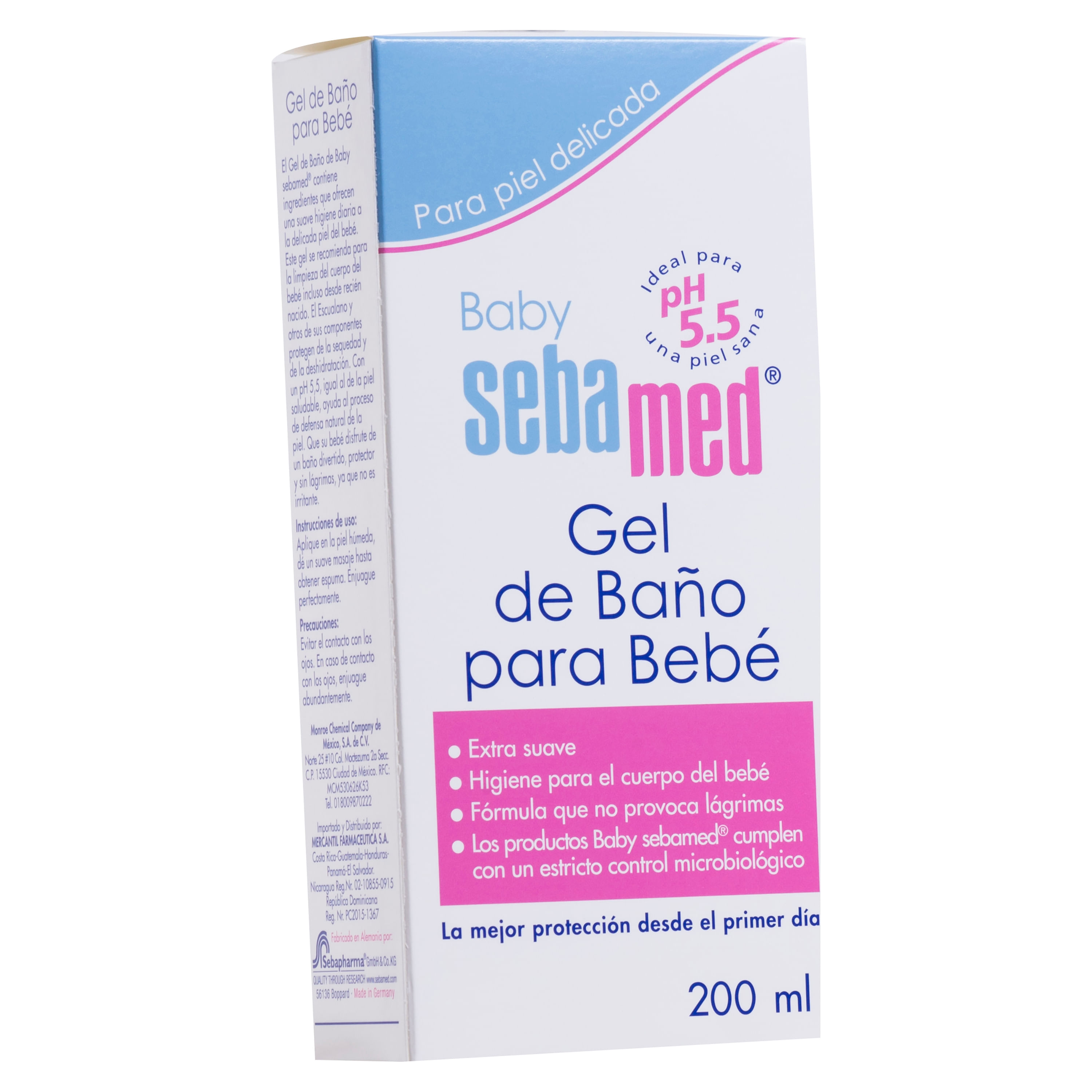 Gel y champú de baño hidratante de espuma de Sebamed para la piel sensible,  normal o seca del bebé especialmente del recién nacido. 