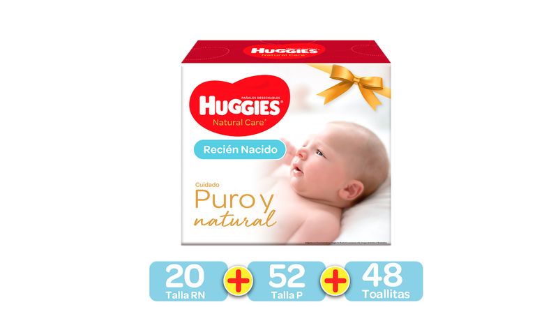 Pañales Natural Care Para Recién Nacido 52 Unidades Huggies