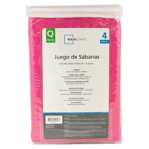Mainstays Set Sabanas Rosado Queen