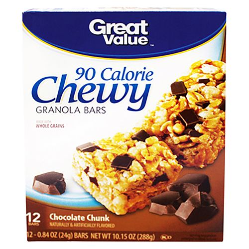 Barra Great Value Granola Con Pedazos De Chocolate 90 Calorias - 288gr