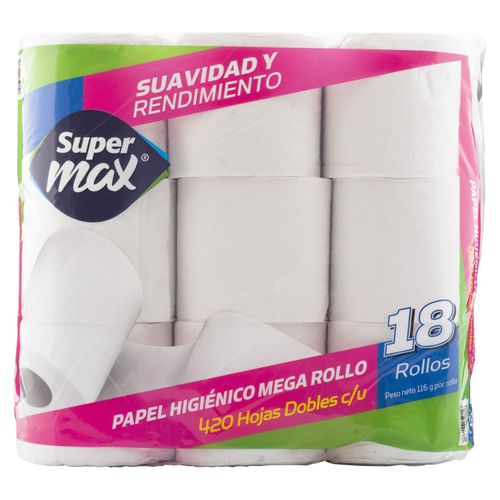 Papel Higiénico Super Max 420 HD -18 Unidades
