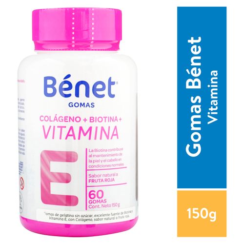 Gomas Benet Colageno Biotina Vitamina E - 60 Unidades