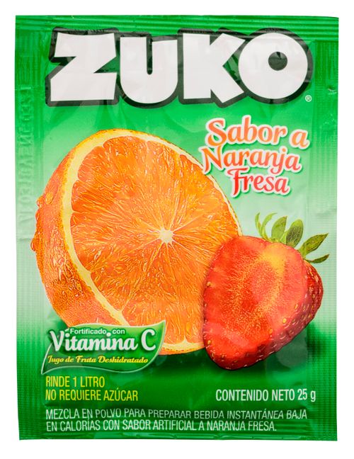 Bebida en polvo Zuko sabor naranja fresa - 25 g