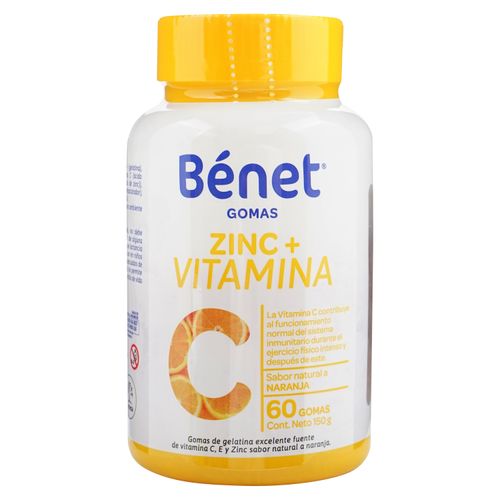 Vitamina c y zinc Bénet frasco 60 gomas - Precio indicado por frasco