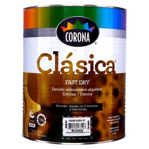 Pintura Corona Clasica Anticorrosivo Fast Dry Color Blanco - 1 Galón