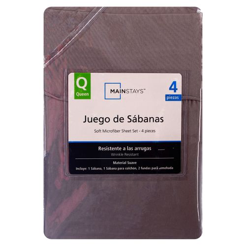Mainstays Set Sabanas Gris Queen