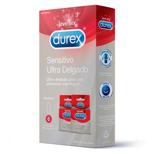 Condón Durex Sensitivo Ultradelgado X 6 Unidades