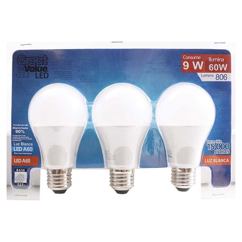 Bombillo 9W Led 3 Pack