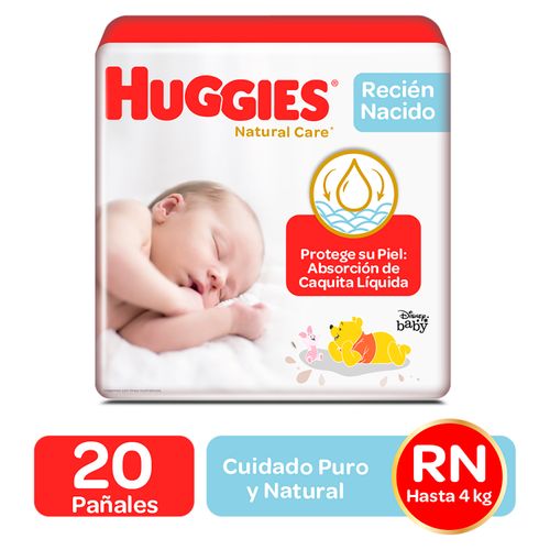 Pañal Huggies Natural Care Recien Nacido - 20 Unidades