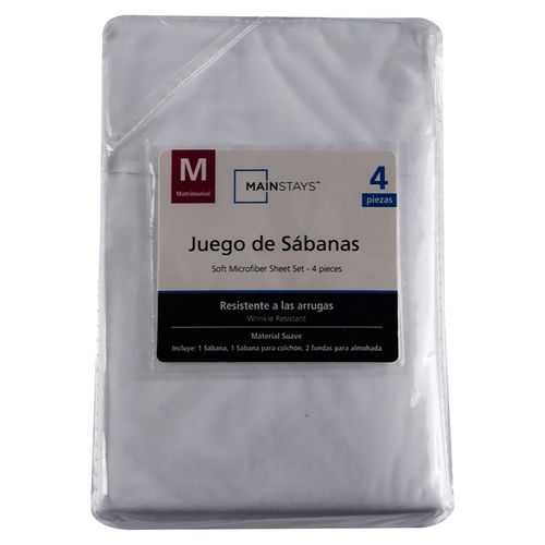 Set Sabanas Blanco Mainstays Matrimonial - Unidad