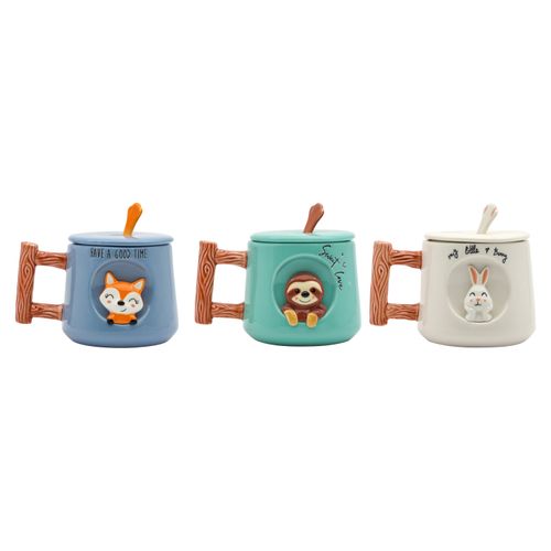 Ms Taza De Ceramica Con Tapa Y Cuchara