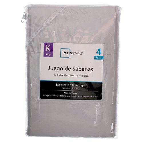 Mainstays Set Sabanas Gris Claro King