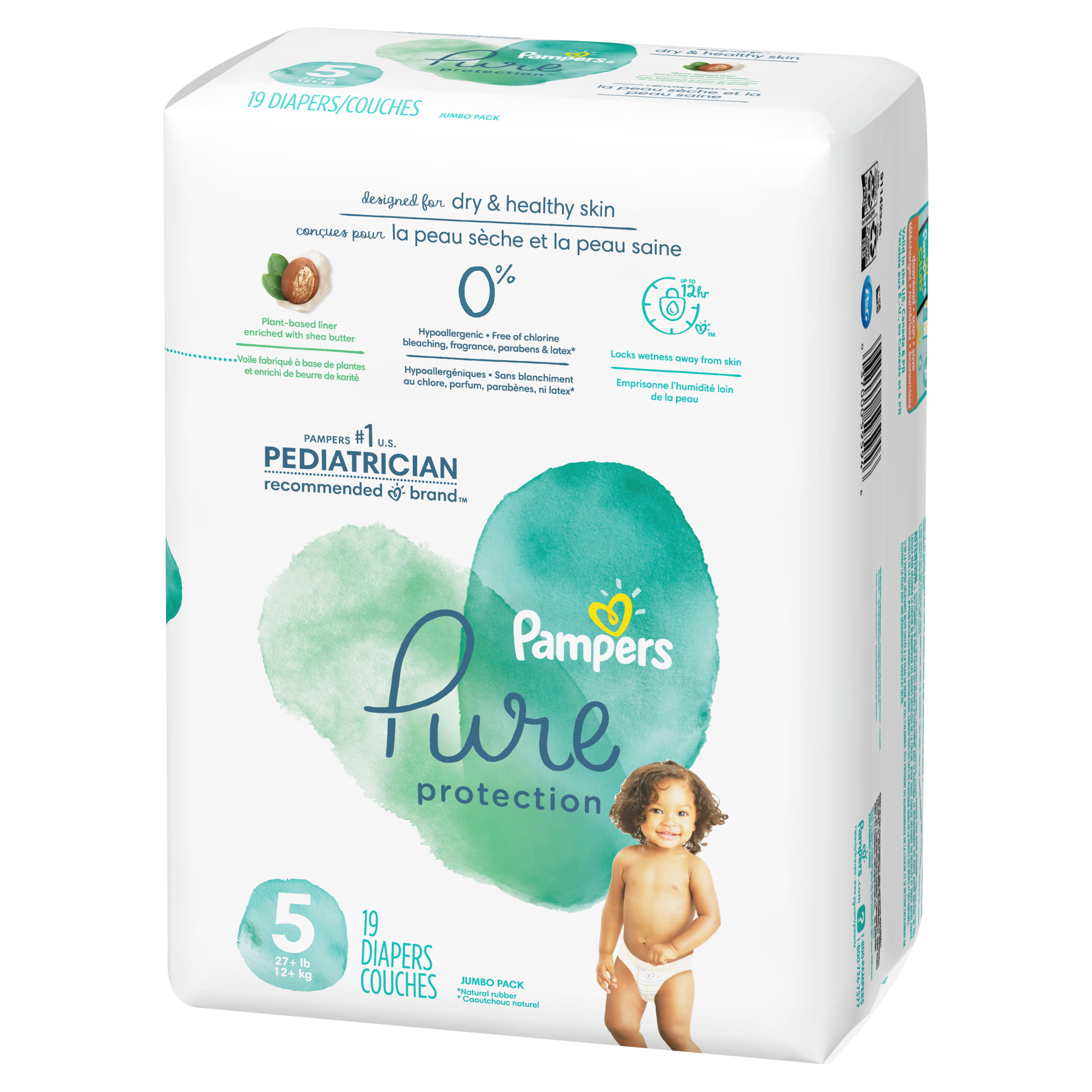 Pampers Pure Protection - Pañales desechables, talla 5, 19 unidades