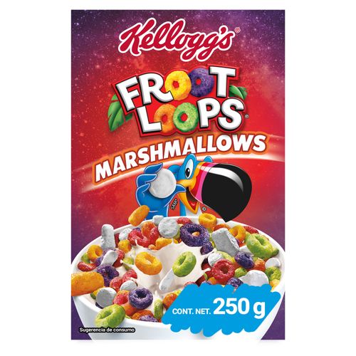 Cereal  Kellogg's® Froot Loops® con Malvaviscos - Aritos de Maíz, Trigro y Avena con Sabor a Frutas - 1 Bolsa de 250gr