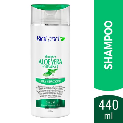 Shampoo Bioland Aloe Vera + Vit E  Ulra Hidratación Sin Sal - 440 ml