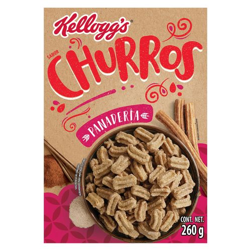 Cereal  Kellogg's® Panadería Sabor Churros - Mezcla de Cereales Sabor a Churro, Adicionada con Vitaminas y Hierro - 1 Caja de 260gr