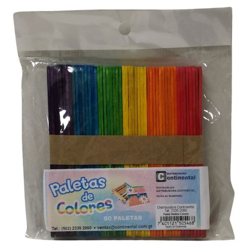 Paleta Continental Madera Colores - 50 Unidades