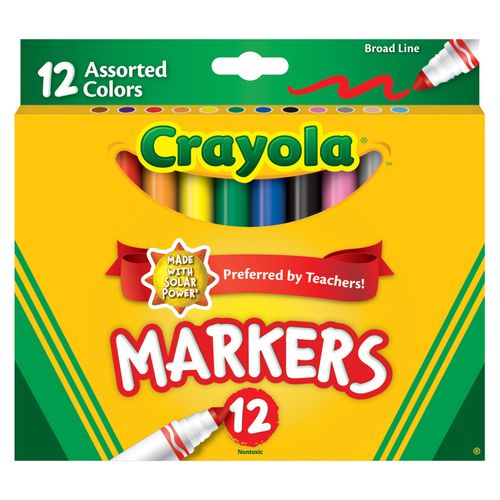 Marcadores lavables Crayola de colores con punta cónica - 12 Uds