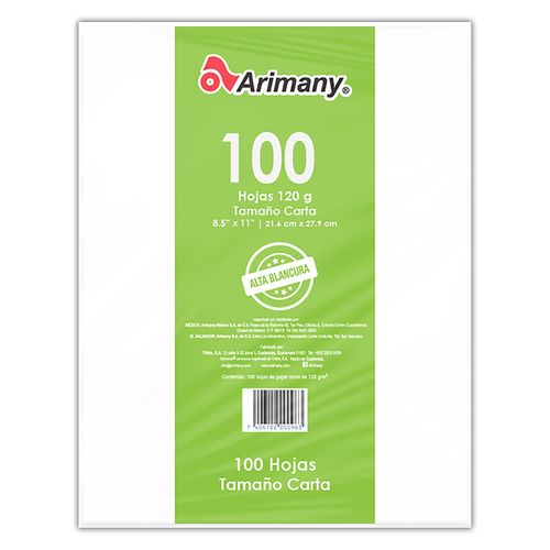 Hojas bond Arimany tamaño carta - 100 hojas