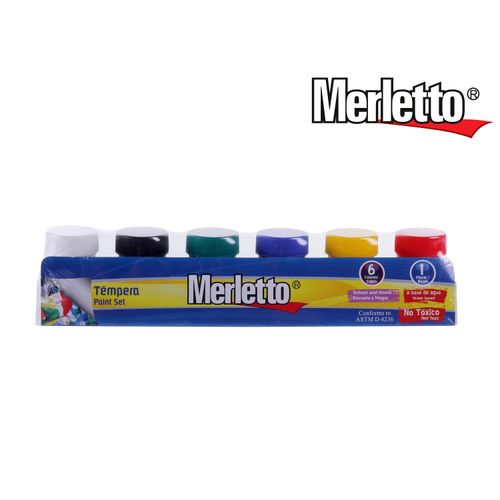 Témperas Merletto colores surtido 6 Pzas - 20 ml