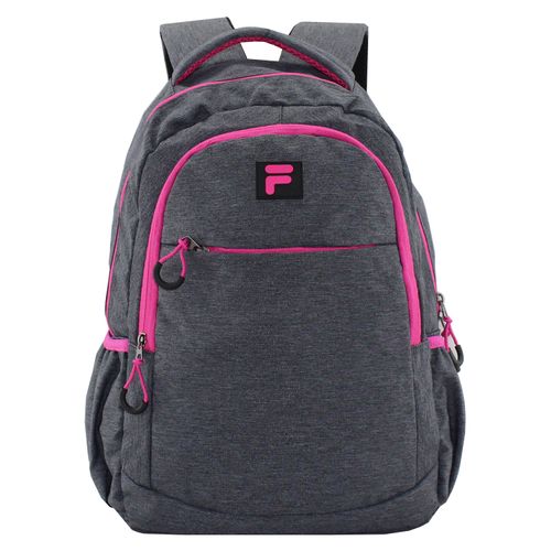 Mochila  Fila Malla Lateral Gris Con Fucsia