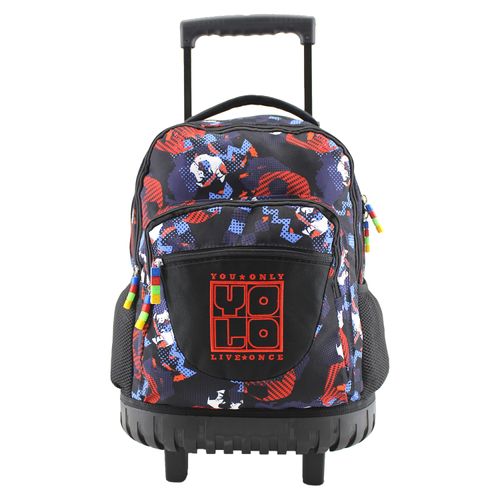 Mochila Yolo Con Ruedas Azul Con Rojo