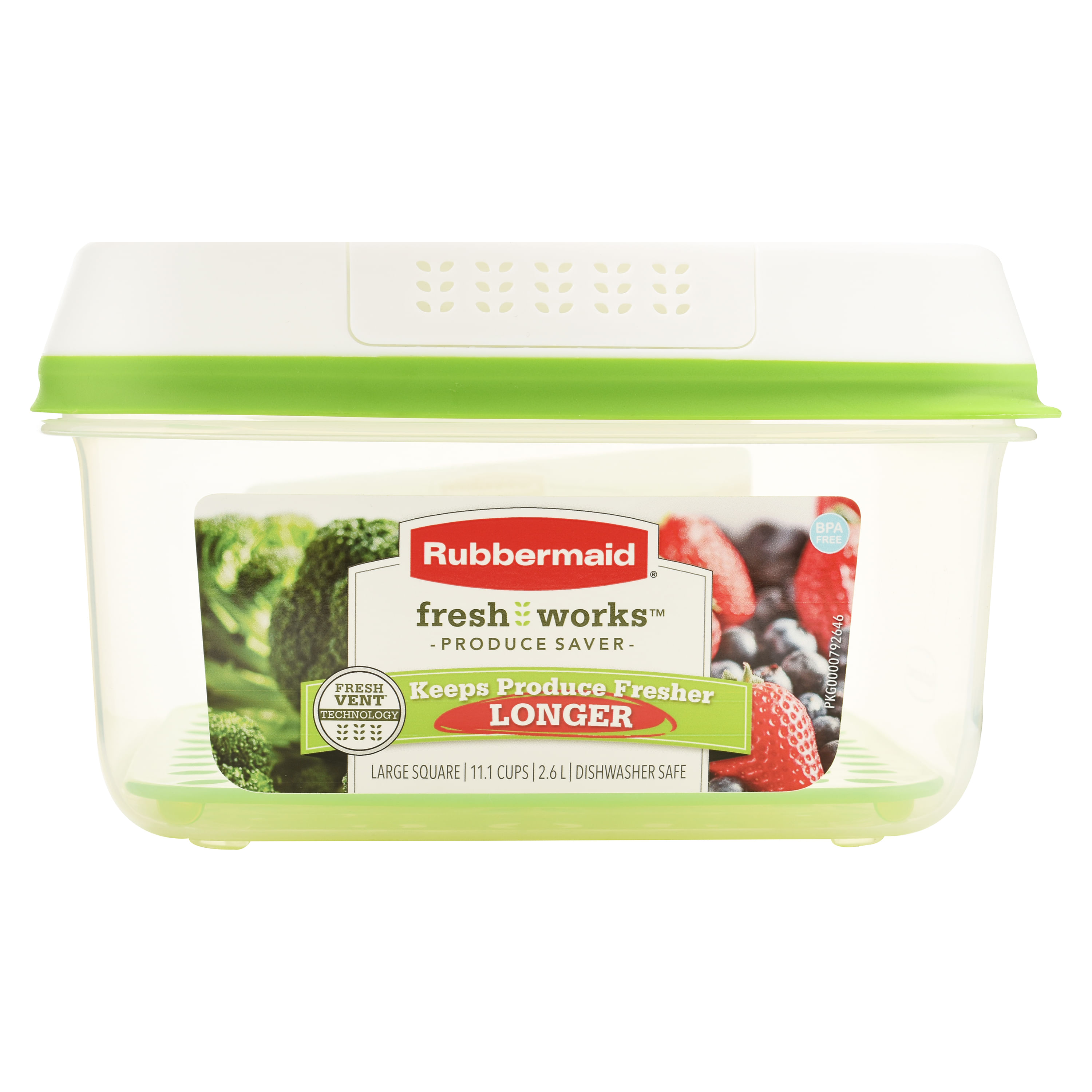 Rubbermaid FreshWorks Large Square Produce Saver Storage Container, 11.1  Cups 