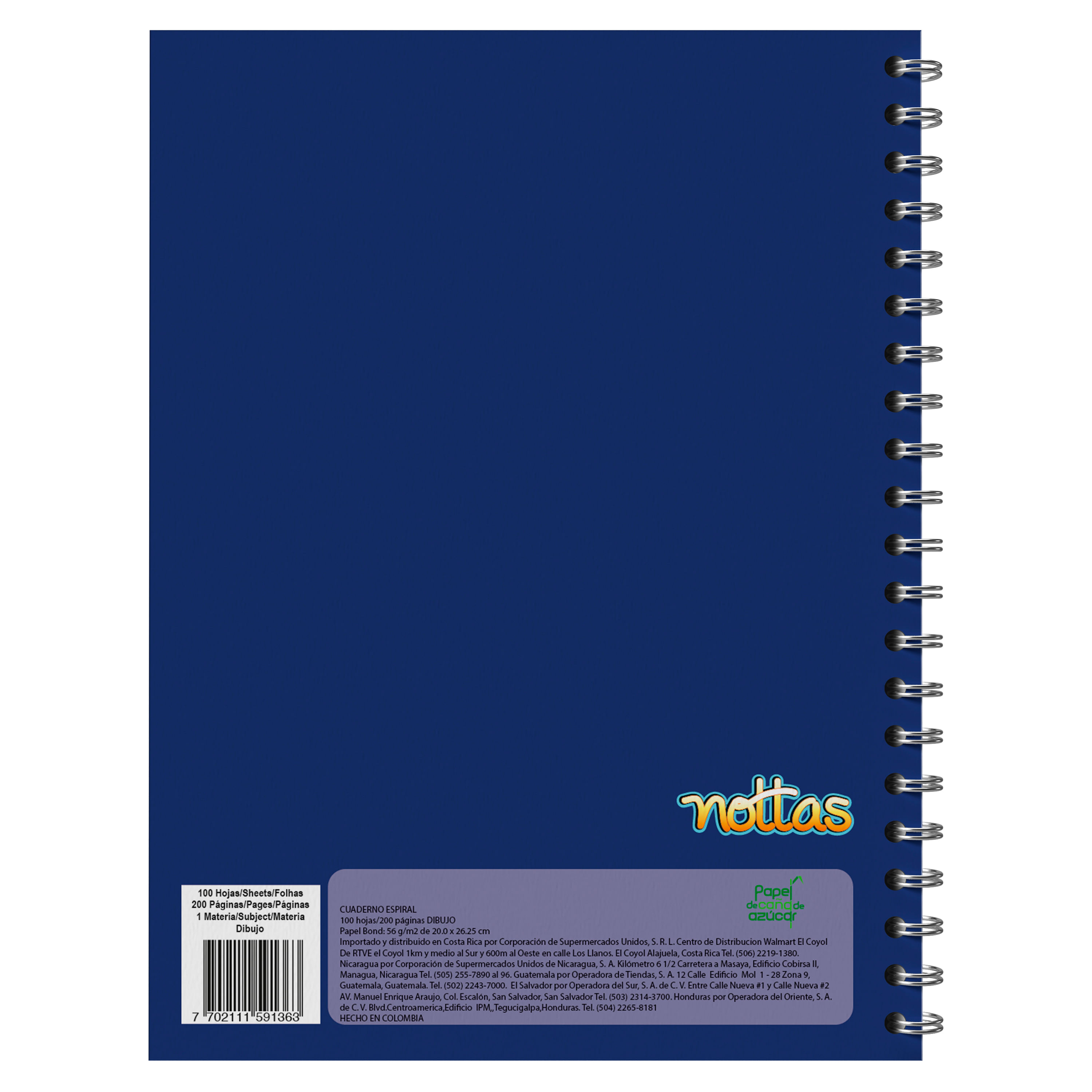 Cuaderno Espiral 100 Hojas Dibujo Azul