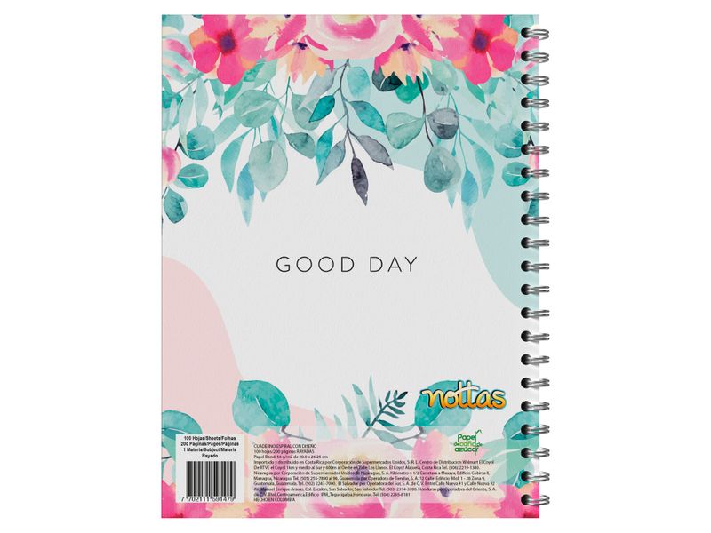 Cuaderno Espiral 100 Hojas Rayado 3 Fem