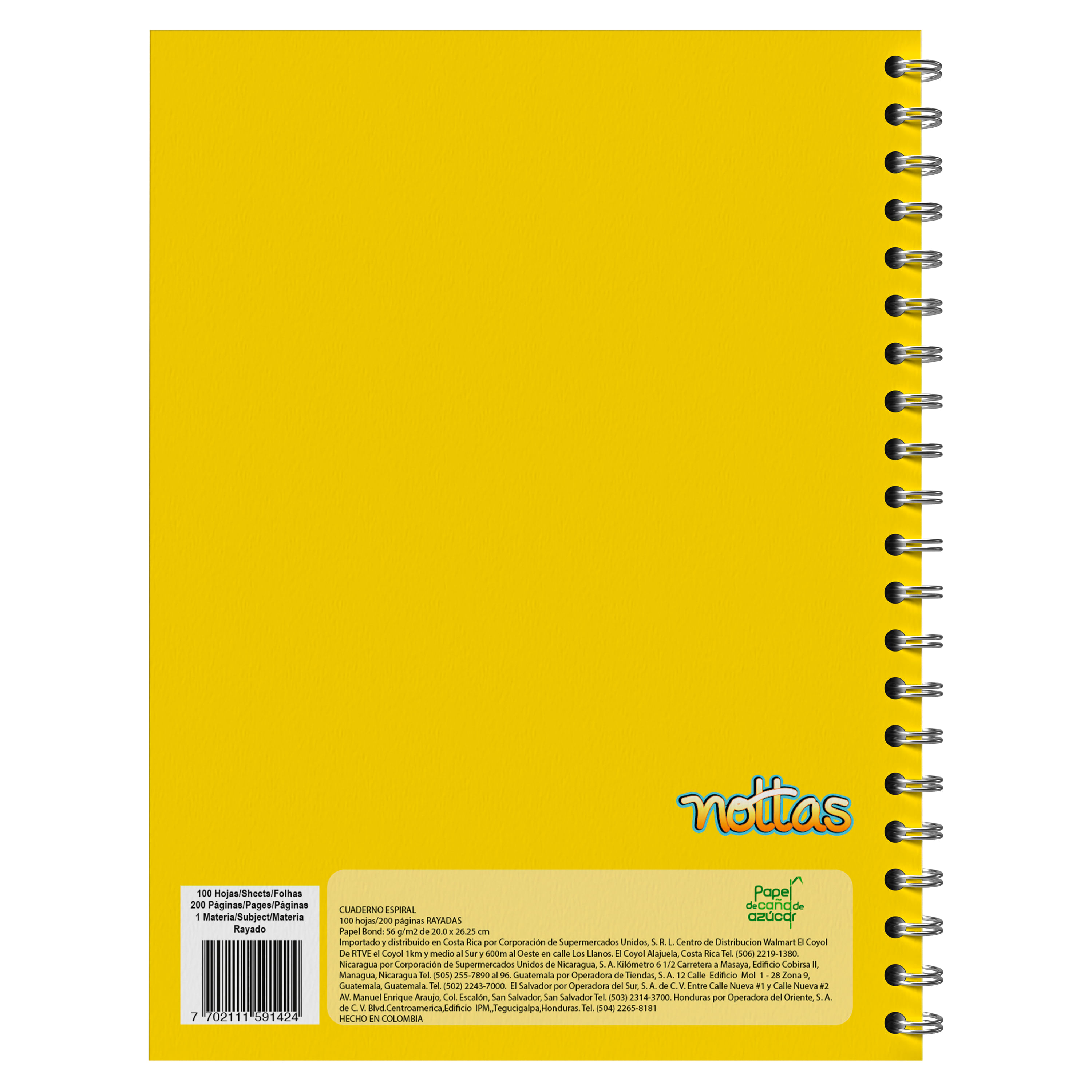 Cuaderno Espiralado A4 tapas plásticas Tropic Amarillo x90 hojas rayadas  Rideo