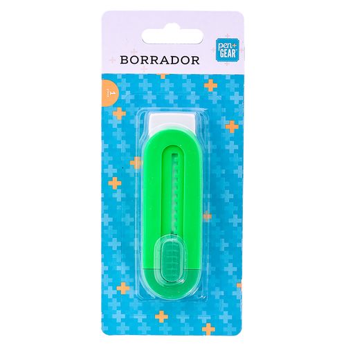 Borrador Pen + Gear con protector plástico verde