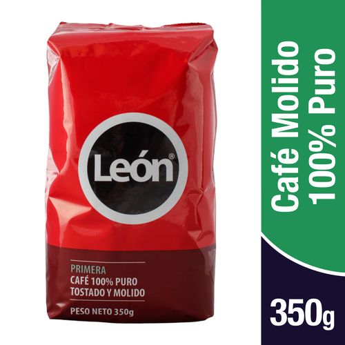 Cafe Leon 100% Puro Tostado Y Molido Rojo 350 Gr