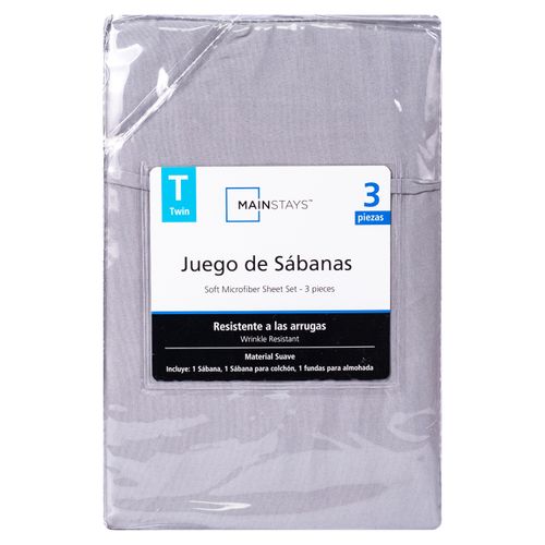 Mainstays Set Sabanas Gris Individual