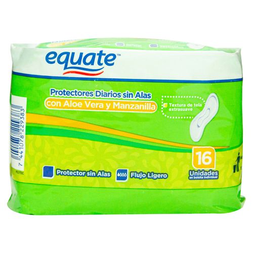 Protectores Diarios Equate Sin Alas Aloe Y Manzanilla - 16 Unidades