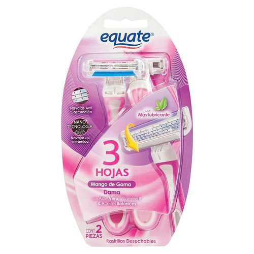 Rasuradora Desechable Equate Dama 3 Hojas -  2 Unidades