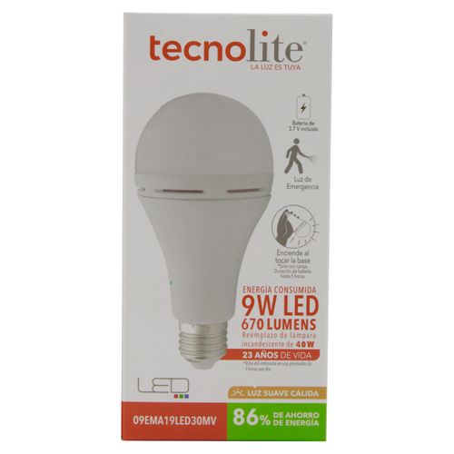 A19 Led 9W Tecnolite Emergencia Cal