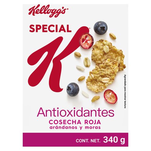 Cereal  Kellogg's® Special K® Antoxidantes Cosecha Roja de Arándanos y Moras - Cereal de Trigro, Maíz, Arroz, Avena y Salvado de Trigro con Frutos Roj