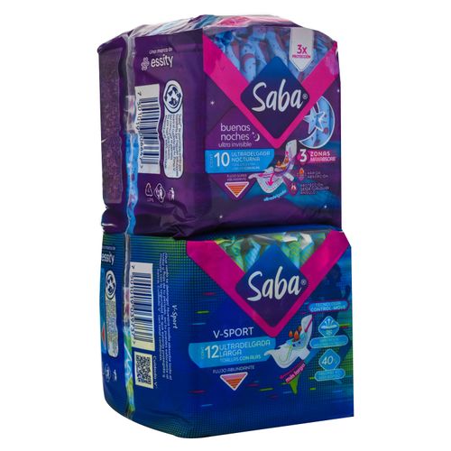 Toalla Saba Ultranocturna 10 Y Saba Sport 12 Unidades