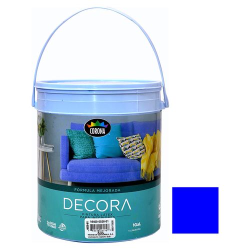 Pintura Latex Decora, Fórmula Mejorada Para Interiores Color Azul - 1 Galón